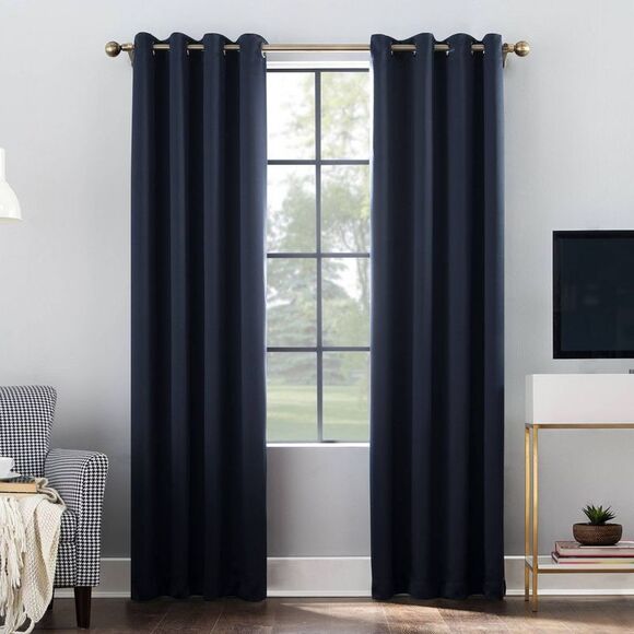 Sun Zero - 52"x108" Sun Zero 100% Blackout Oslo Theater Grade Navy Blue - Picture 1 of 5